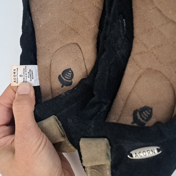 Acorn suede slip on ballet flats contrast toe cap elastic stretch heel sz8 - Picture 8 of 12